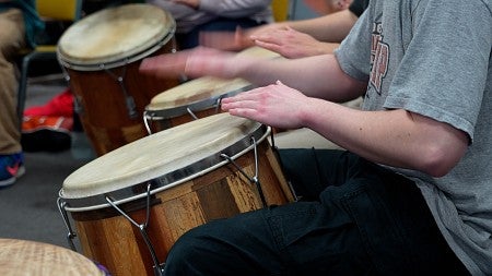 Puerto Rican class on percussion